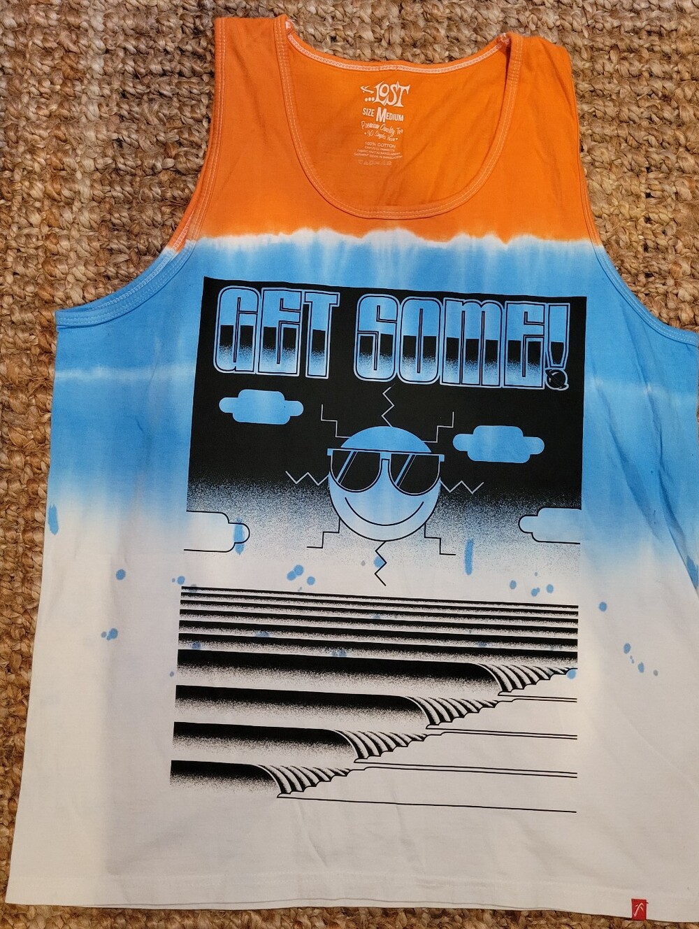 Lost Vintage Y2k Surf Tie-Dye Graphic Tank Tee Shirt Beach Retro Surfer Medium